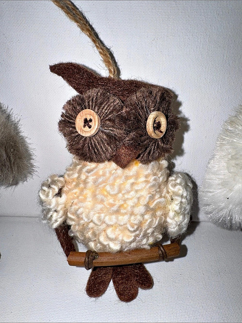 Fabric Owl Shelf Sitter Decor Set of 3 - Picture 4 of 5